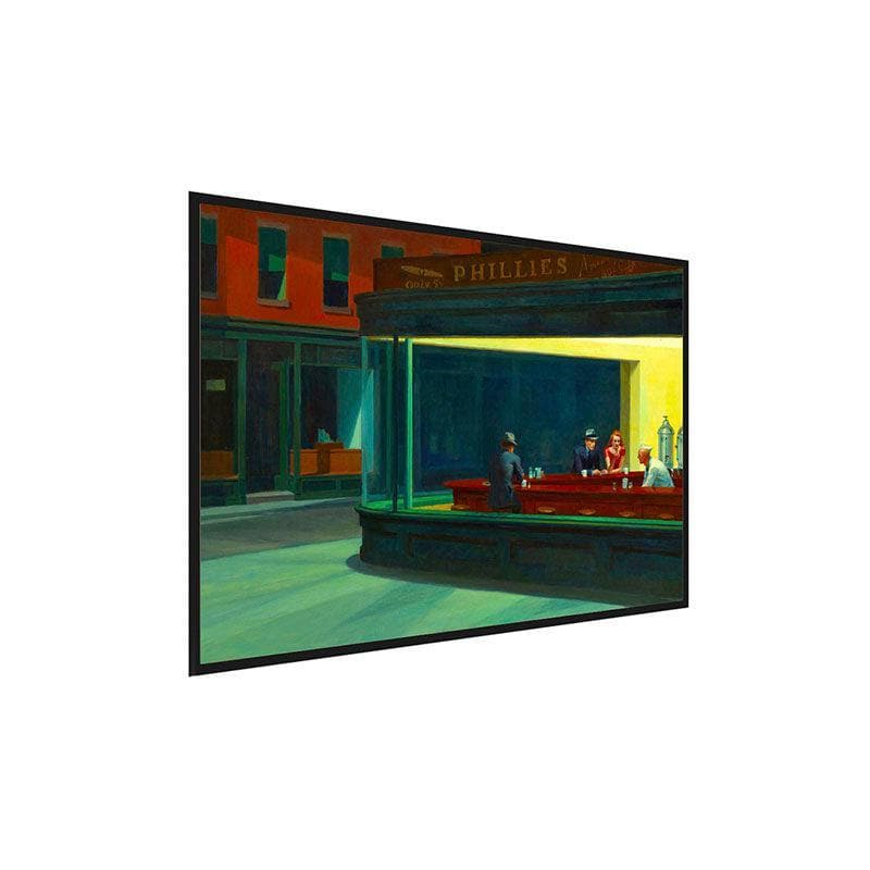 Wall Art & Paintings - Nighthawks Canvas Painting By Edward Hopper - Black Frame