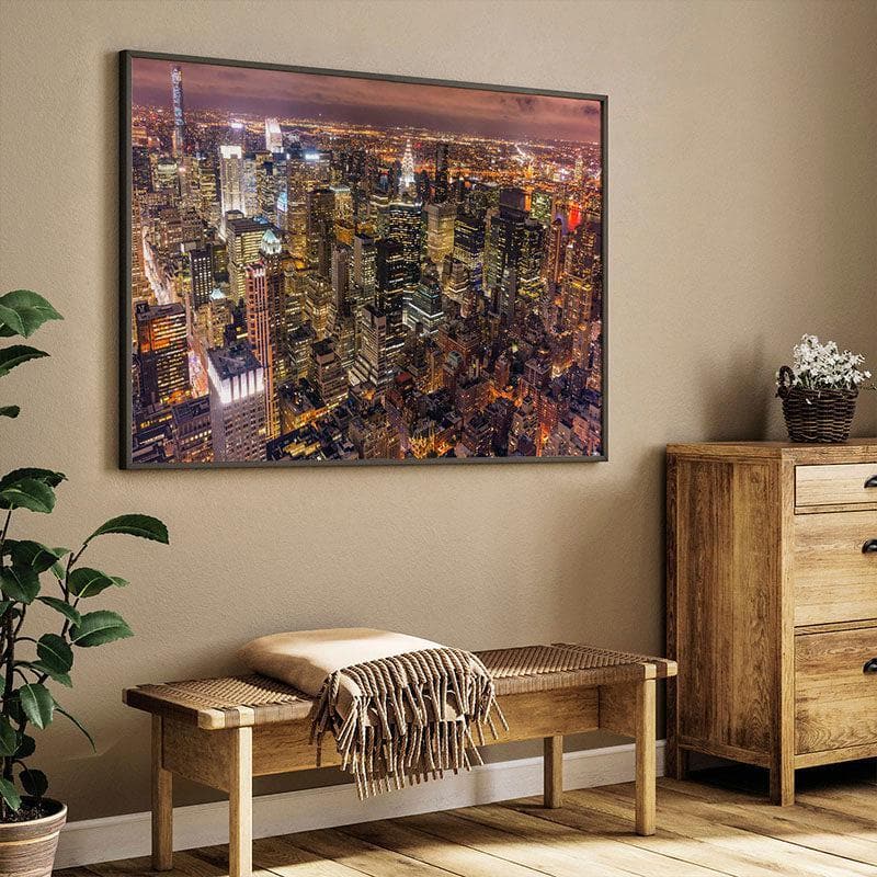 Wall Art & Paintings - NYC Night Life Art Painting - Black Frame