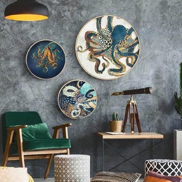 Buy Wall Art & Paintings - Octopus Odyssey Wall Art - Set Of Three at Vaaree online