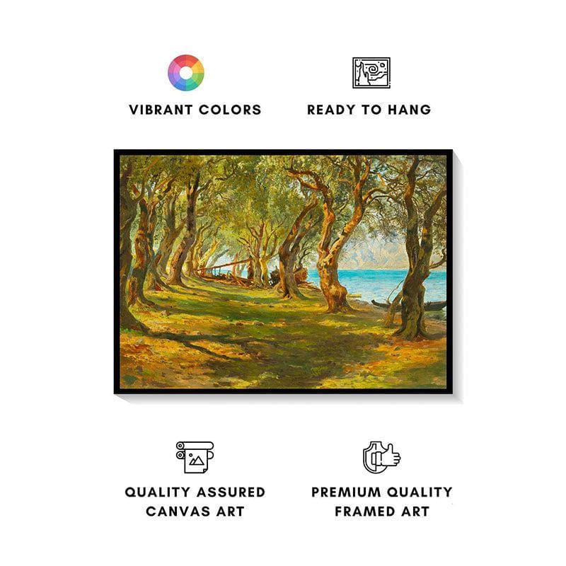 Buy Olive Garden Canvas Painting - Black Frame Wall Art & Paintings from Vaaree