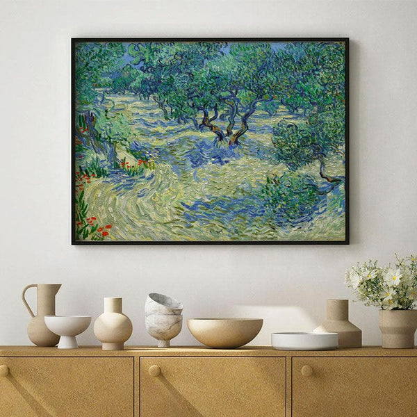 Wall Art & Paintings - Olive Orchard Canvas Painting By Vincent Van Gogh - Black Frame