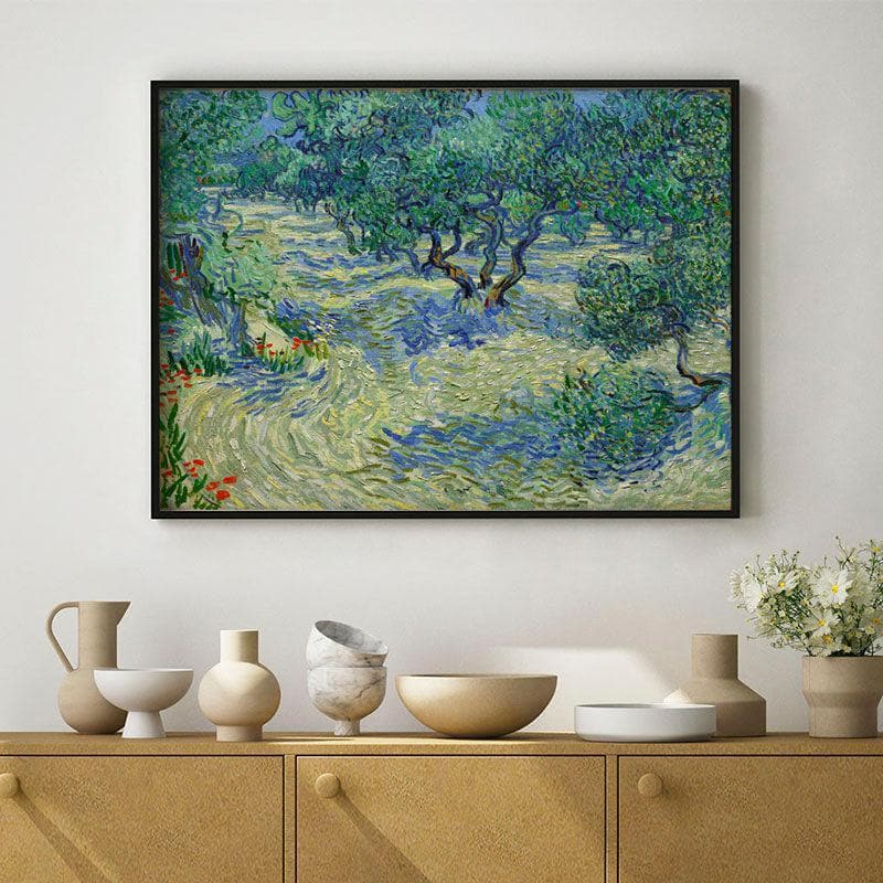 Buy Olive Orchard Canvas Painting By Vincent Van Gogh - Black Frame Wall Art & Paintings from Vaaree