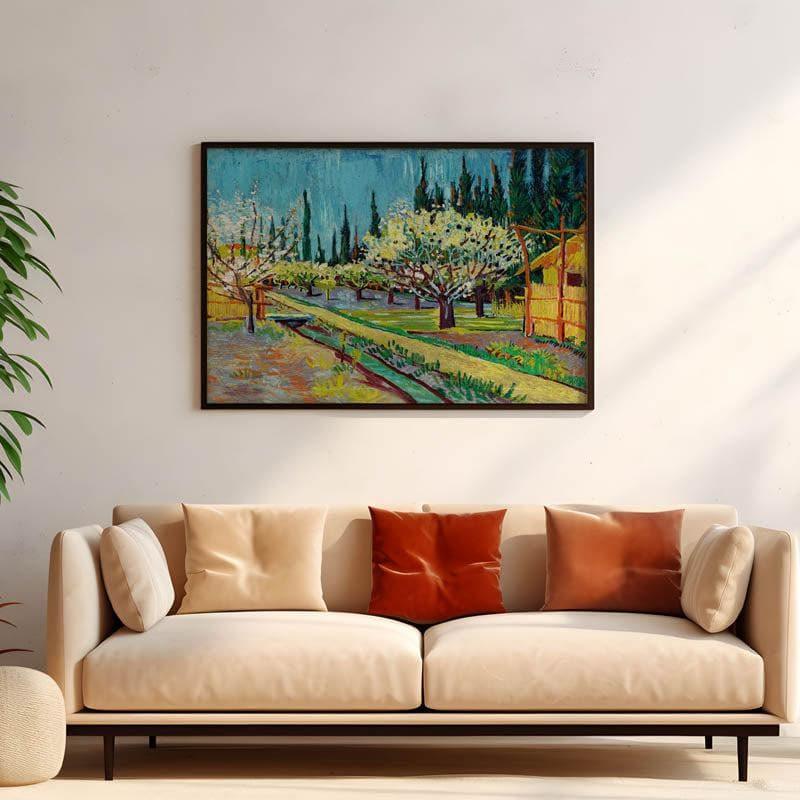 Buy Orchard Bordered By Cypresses By Vincent Van Gogh - Black Frame Wall Art & Paintings from Vaaree