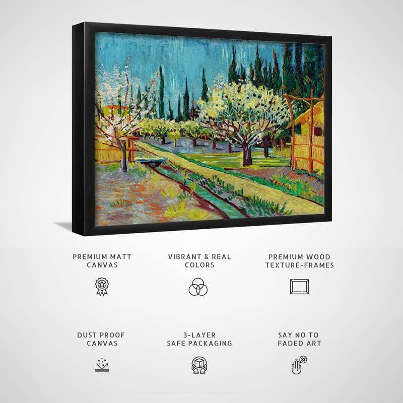 Wall Art & Paintings - Orchard Bordered By Cypresses By Vincent Van Gogh - Black Frame