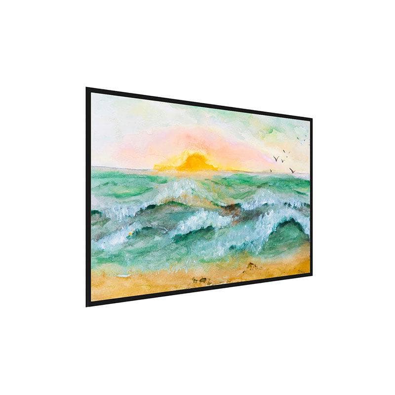 Wall Art & Paintings - Painting Sunset At Sea Canvas Painting - Black Frame