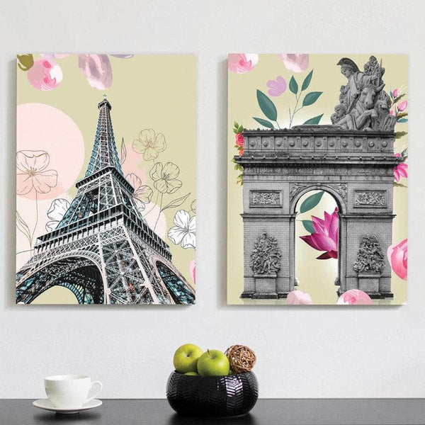 Buy Wall Art & Paintings - Paris Heritage Constructs Wall Painting - Set Of Two at Vaaree online