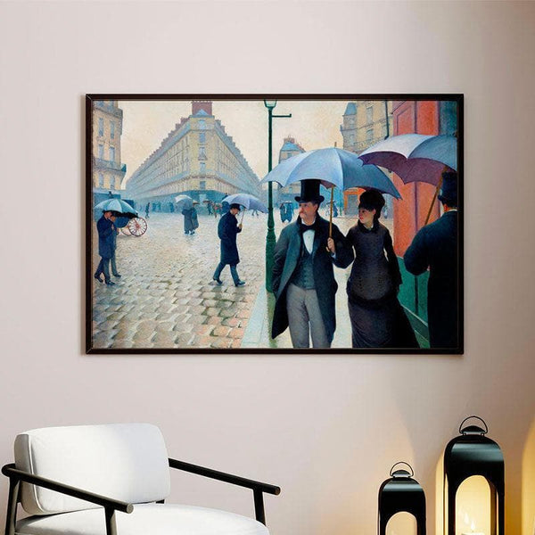 Wall Art & Paintings - Paris Street Canvas Painting By Gustave Caillebotte - Black Frame