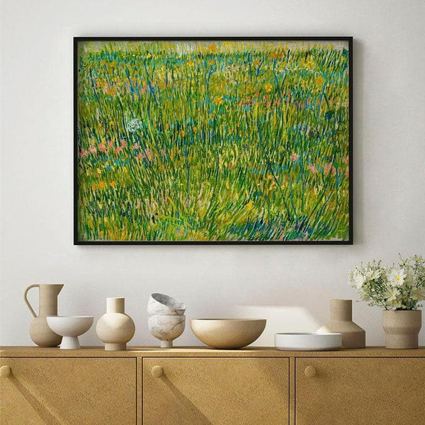 Buy Wall Art & Paintings - Patch Of Grass Canvas Painting By Vincent Van Gogh - Black Frame at Vaaree online