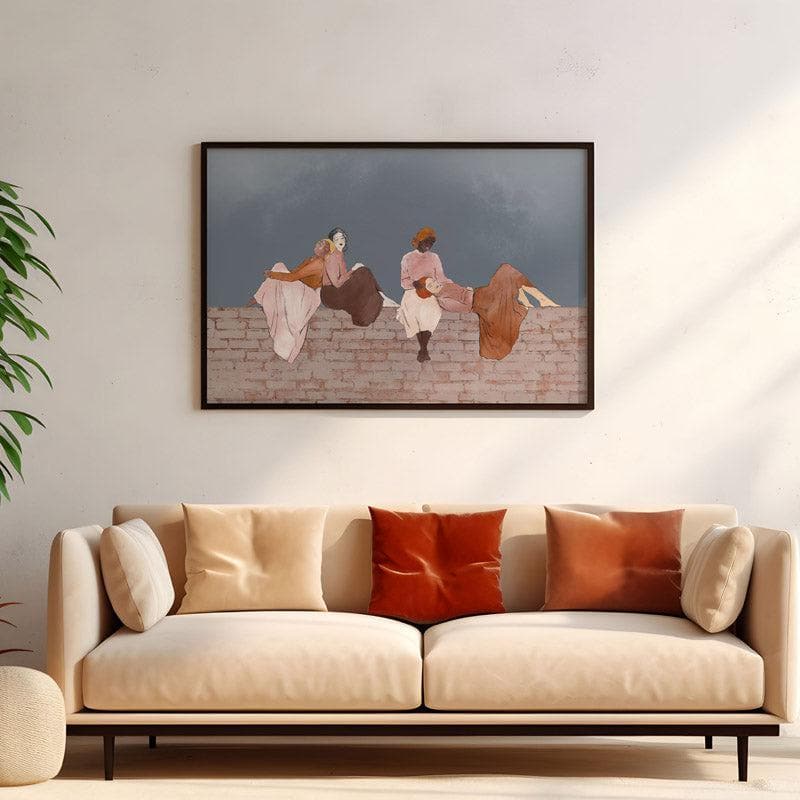 Buy Peace On The Barricade Wall Painting - Black Frame Wall Art & Paintings from Vaaree