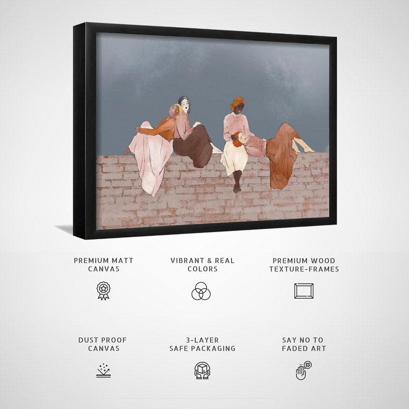 Buy Peace On The Barricade Wall Painting - Black Frame Wall Art & Paintings from Vaaree