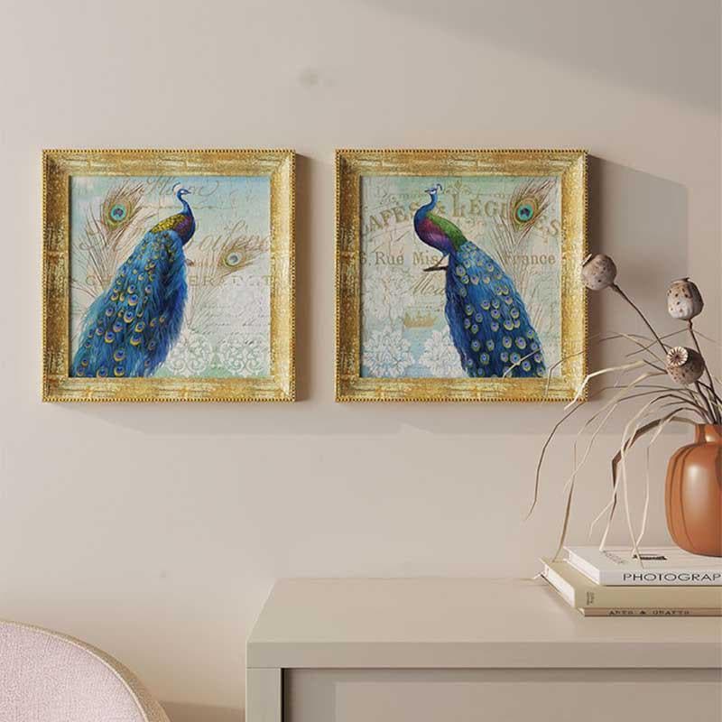 Wall Art & Paintings - Peafowl Wall Art Painting - Set Of Two