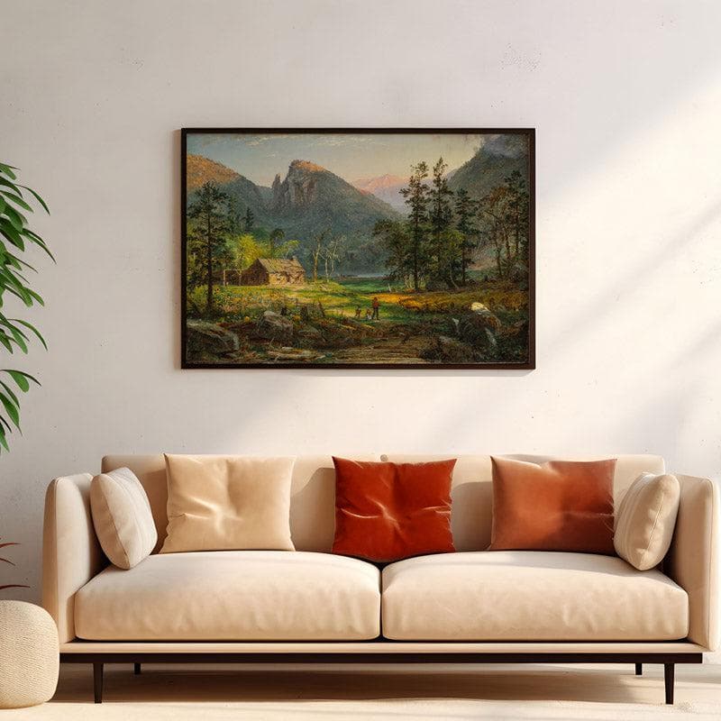 Wall Art & Paintings - Pioneer's Home Eagle Cliff By Jasper Francis Cropsey - Black frame