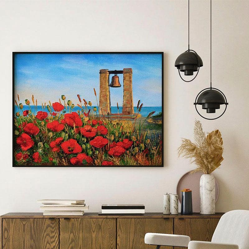 Wall Art & Paintings - Poppy Fields Wall Painting - Black Frame