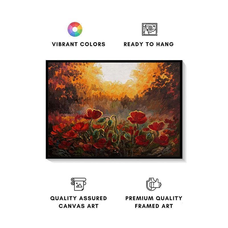 Buy Poppy Grassland Wall Painting - Black Frame Wall Art & Paintings from Vaaree