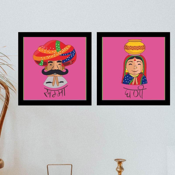 Wall Art & Paintings - Rajasthani Story Wall Accent (Pink) - Set Of Two