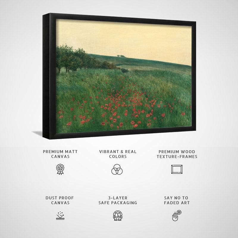 Wall Art & Paintings - Red Poppies Wall Painting - Black Frame