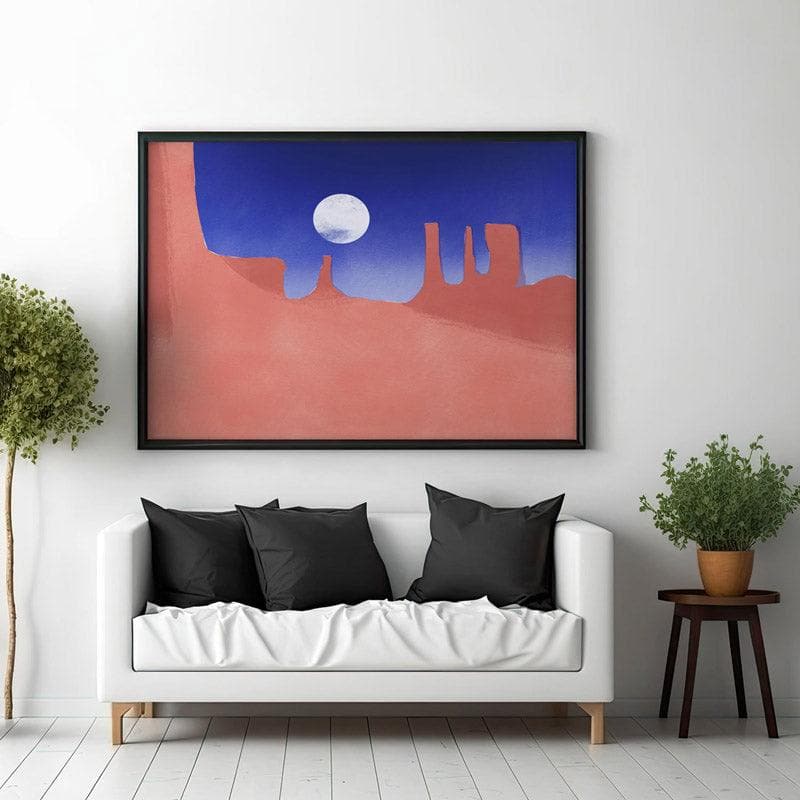 Wall Art & Paintings - Red Rock Moonlight Wall Painting - Black Frame