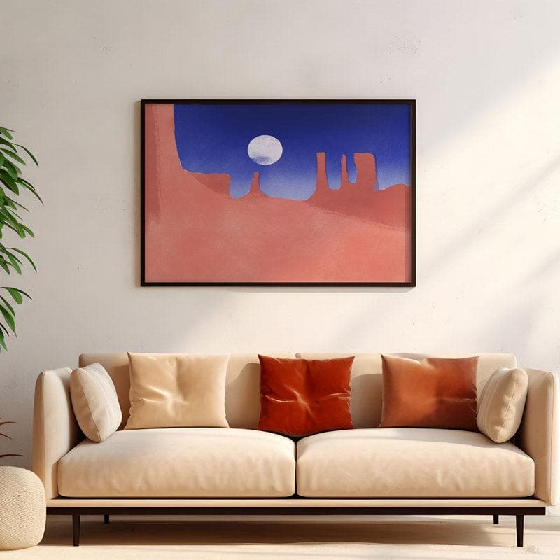 Wall Art & Paintings - Red Rock Moonlight Wall Painting - Black Frame