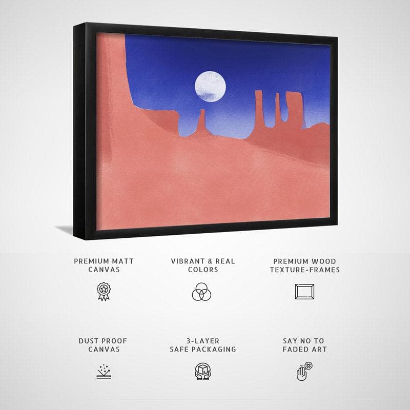 Wall Art & Paintings - Red Rock Moonlight Wall Painting - Black Frame