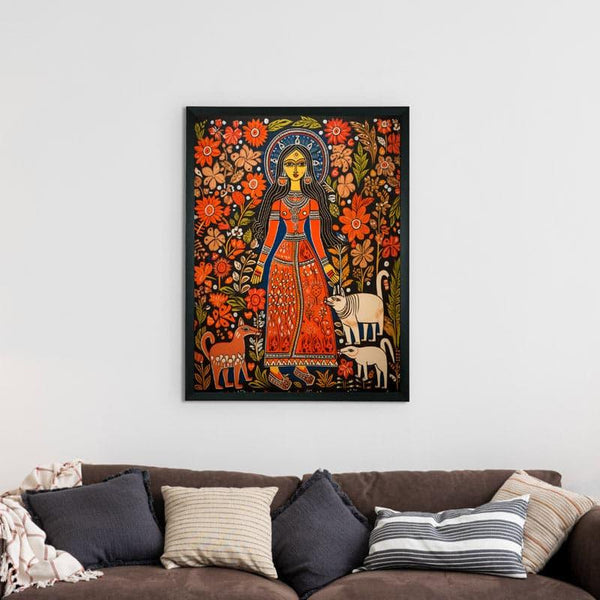 Buy Red Tribal Feminine Wall Art Wall Art & Paintings from Vaaree