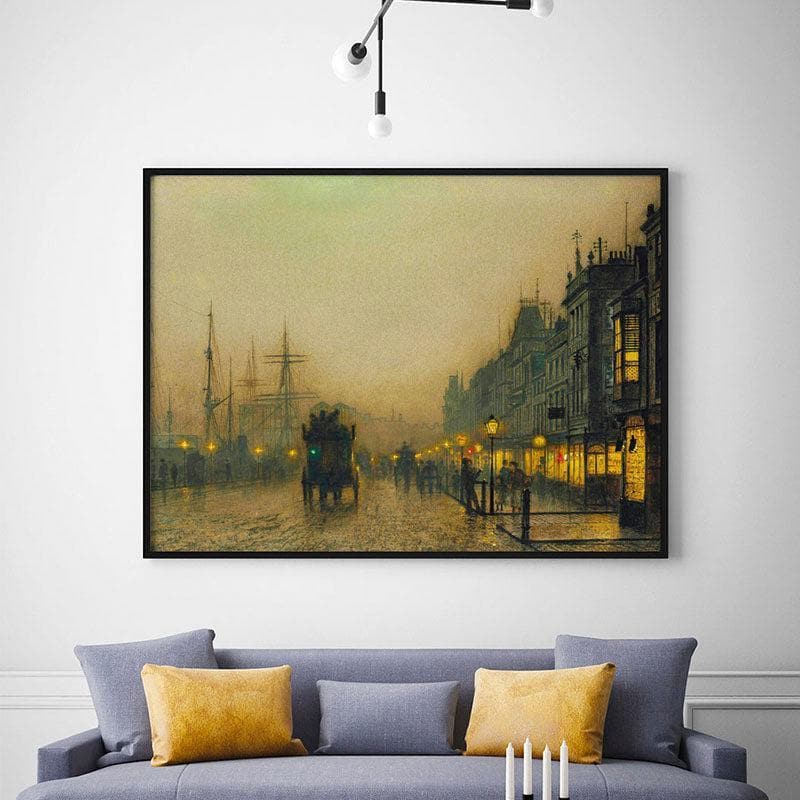 Wall Art & Paintings - Reekie, Glasgow Canvas Painting By John Atkinson Grimshaw - Black Frame