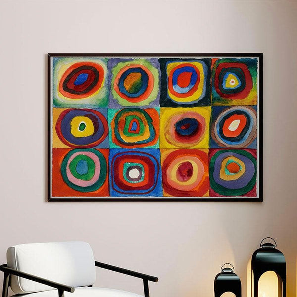 Wall Art & Paintings - Rings Canvas Painting By Kandinsky - Black Frame