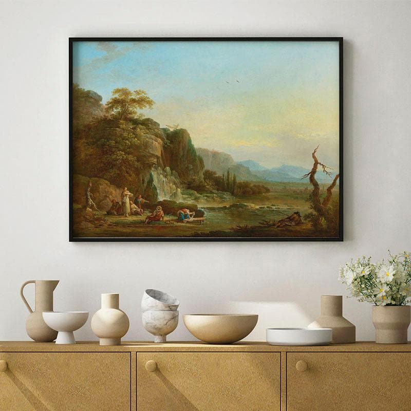 Wall Art & Paintings - River Landscapes Canvas Painting - Black Frame