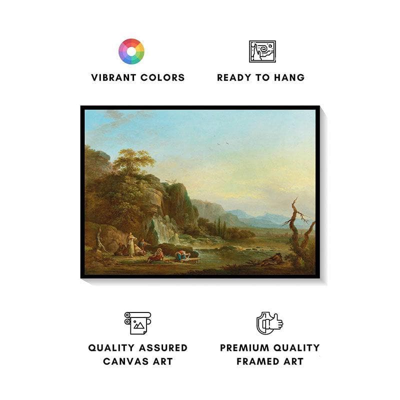 Buy River Landscapes Canvas Painting - Black Frame Wall Art & Paintings from Vaaree