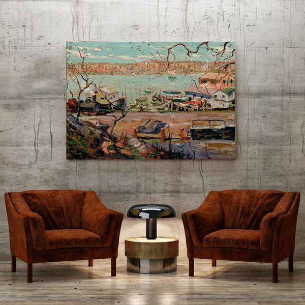 Wall Art & Paintings - River Scene & House Wall Painting - Gallery Wrap