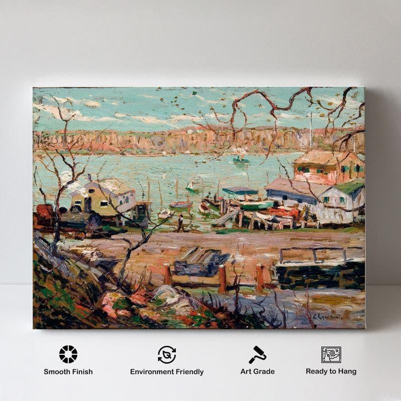 Wall Art & Paintings - River Scene & House Wall Painting - Gallery Wrap