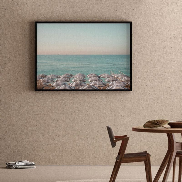 Wall Art & Paintings - Riviera Beach Umbrellas Wall Painting - Black Frame