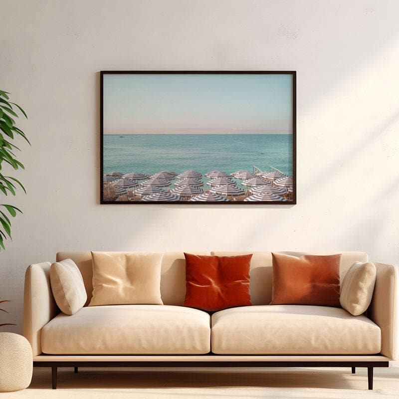 Wall Art & Paintings - Riviera Beach Umbrellas Wall Painting - Black Frame