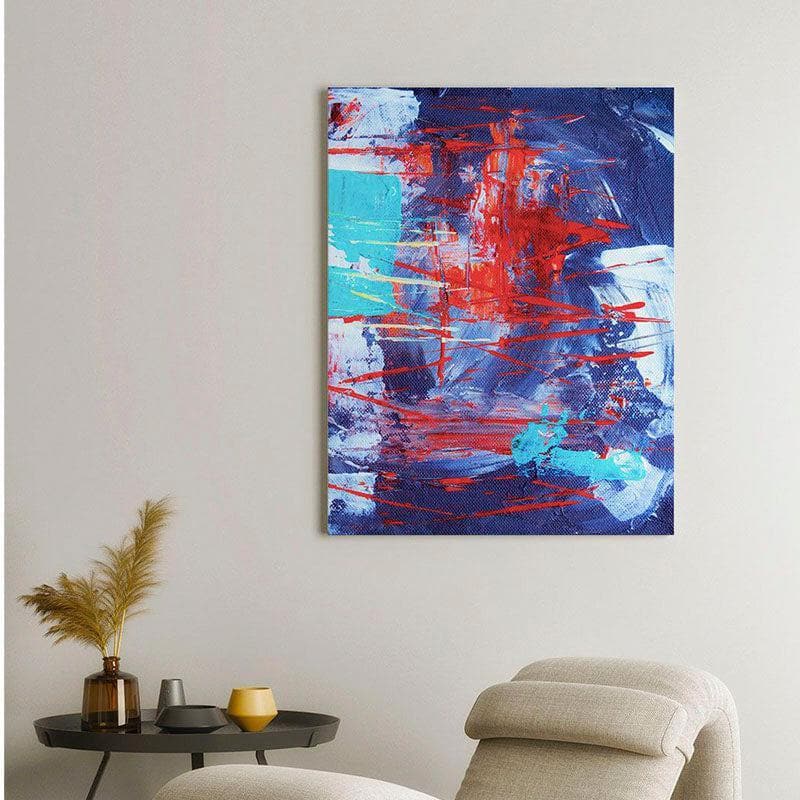 Wall Art & Paintings - Royal Red and Blue Abstract Painting - Gallery Wrap