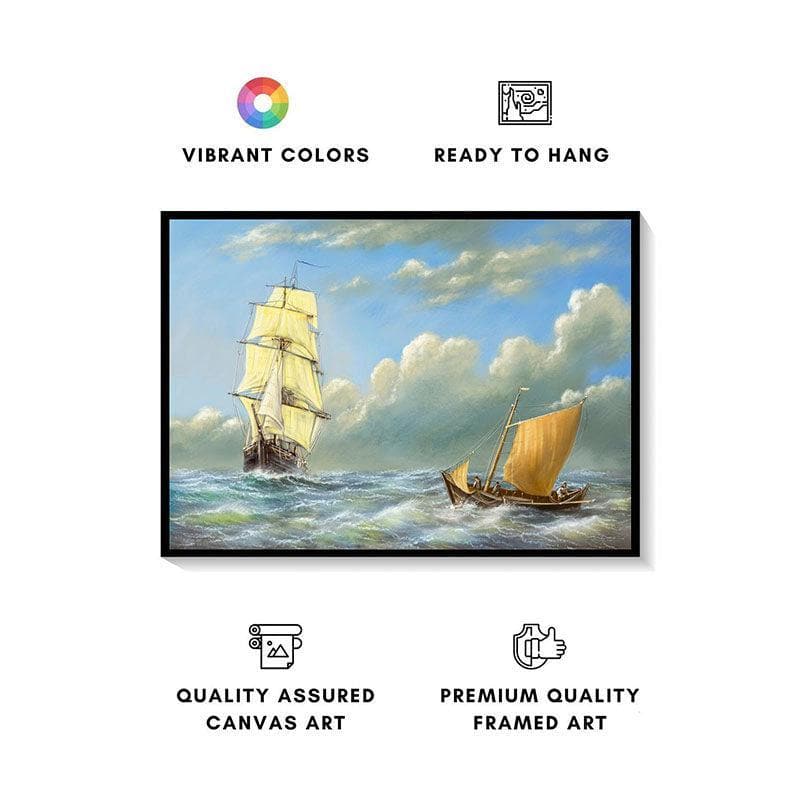 Wall Art & Paintings - Sailing Ship Canvas Painting - Black Frame