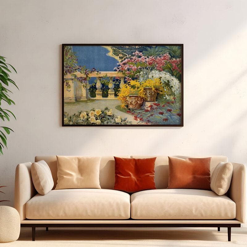 Buy Sanremo Balcony Watercolor Wall Painting - Black Frame Wall Art & Paintings from Vaaree