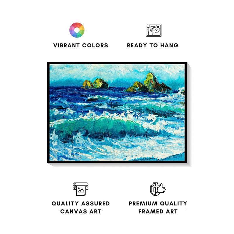 Buy Seawave Canvas Painting - Black Frame Wall Art & Paintings from Vaaree