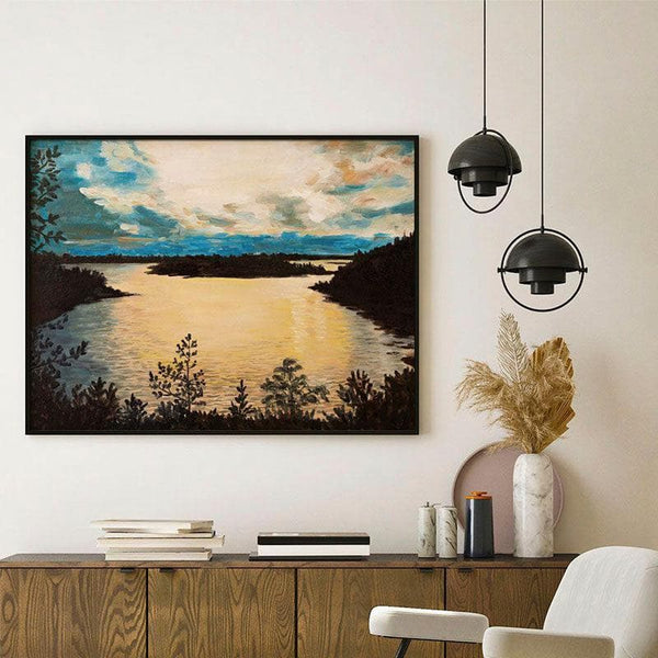 Wall Art & Paintings - Serene Sunset Wall Painting - Black Frame