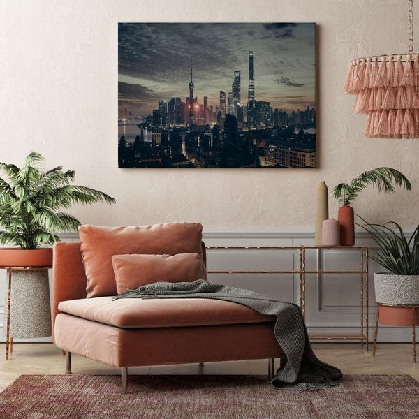 Wall Art & Paintings - Shanghai Skyline Wall Painting - Gallery Wrap