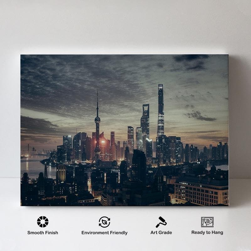 Wall Art & Paintings - Shanghai Skyline Wall Painting - Gallery Wrap