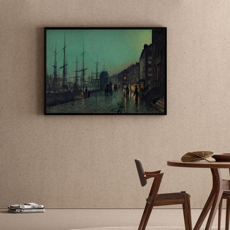 Wall Art & Paintings - Shipping On The Clyde By John Atkinson Grimshaw - Black Frame