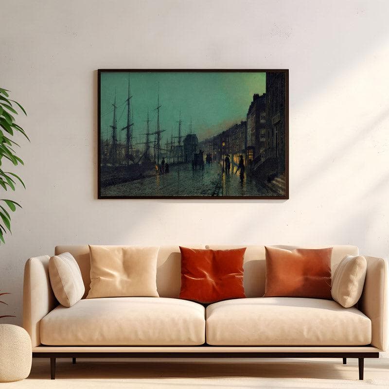 Wall Art & Paintings - Shipping On The Clyde By John Atkinson Grimshaw - Black Frame