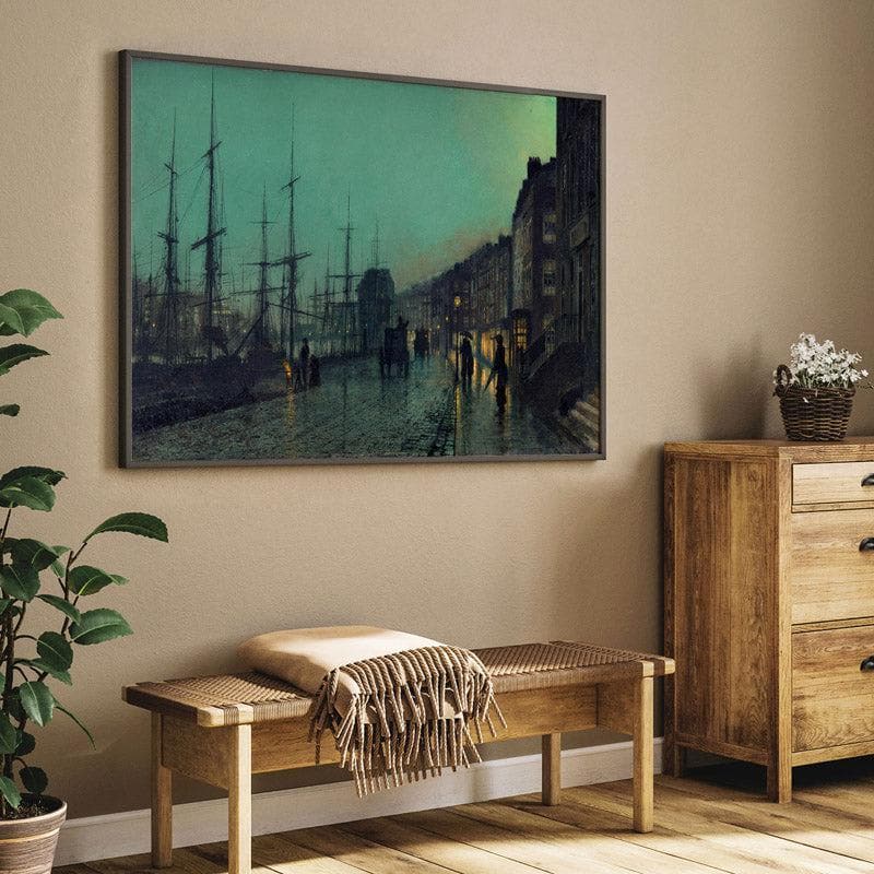 Wall Art & Paintings - Shipping On The Clyde By John Atkinson Grimshaw - Black Frame