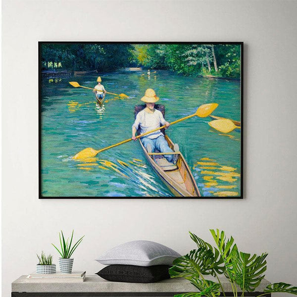 Wall Art & Paintings - Skiffs Painting By Gustave Caillebotte - Black Frame