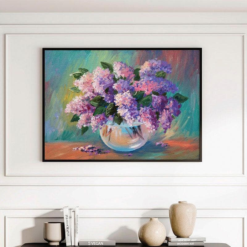 Wall Art & Paintings - Spring Lilac Wall Painting - Black Frame