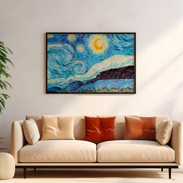 Wall Art & Paintings - Starry Night By Vincent Van Gogh - Black Frame