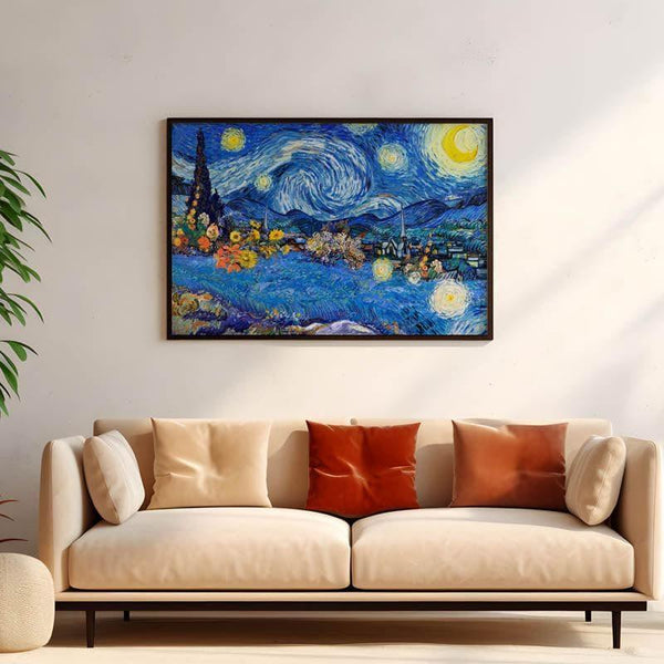 Wall Art & Paintings - Starry Night Remix By Vincent Van Gogh - Black Frame