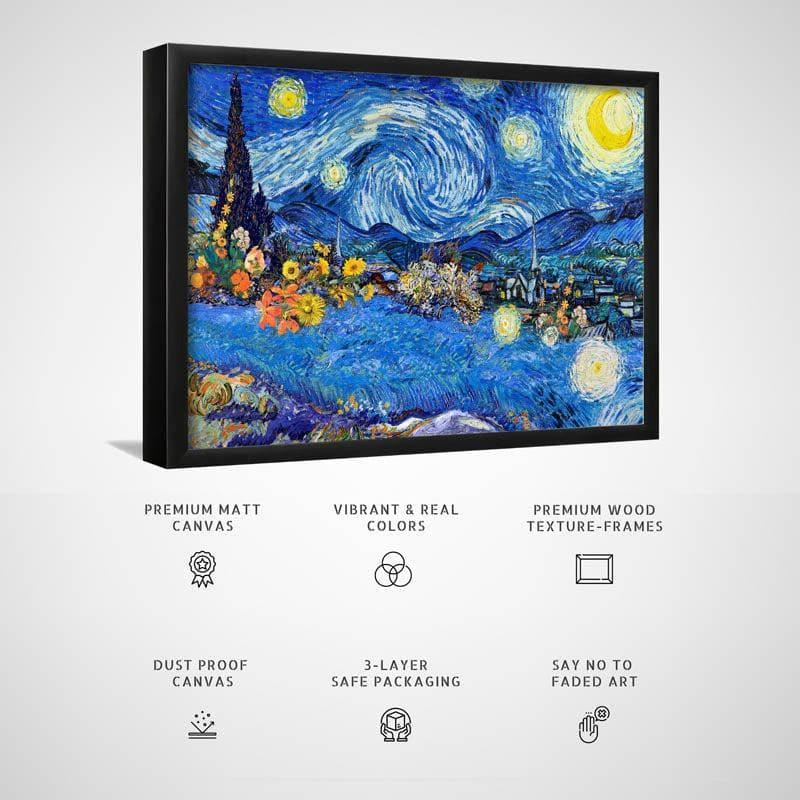 Wall Art & Paintings - Starry Night Remix By Vincent Van Gogh - Black Frame