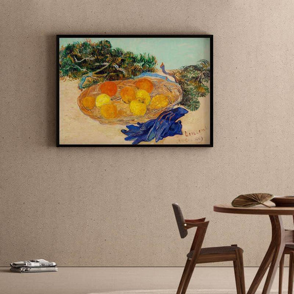 Wall Art & Paintings - Still Life Of Oranges & Lemons With Blue Gloves By Vincent Van Gogh - Black