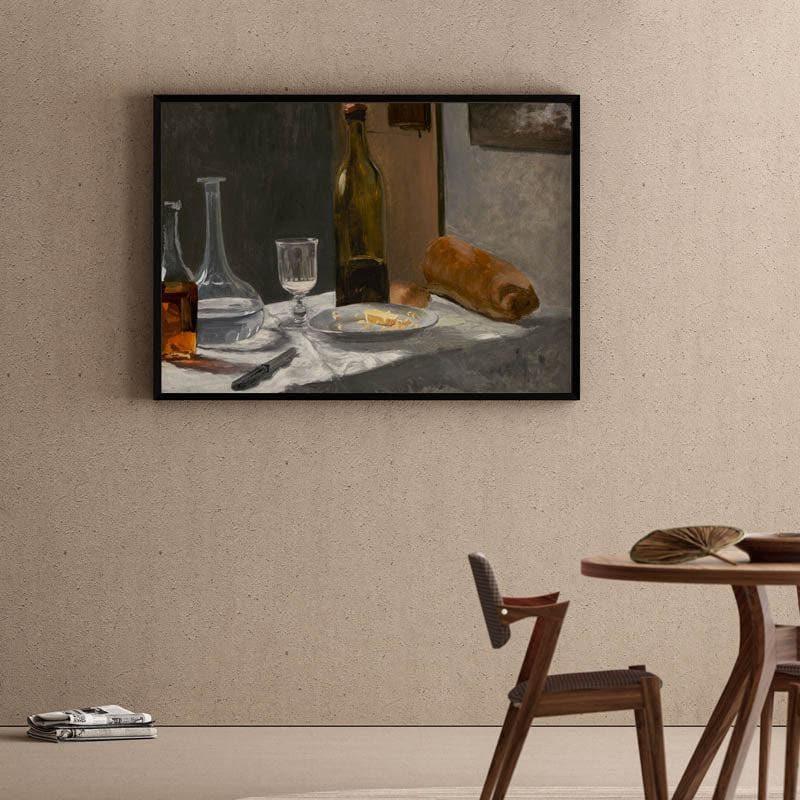 Wall Art & Paintings - Still Life With Bottle By Claude Monet - Black Frame