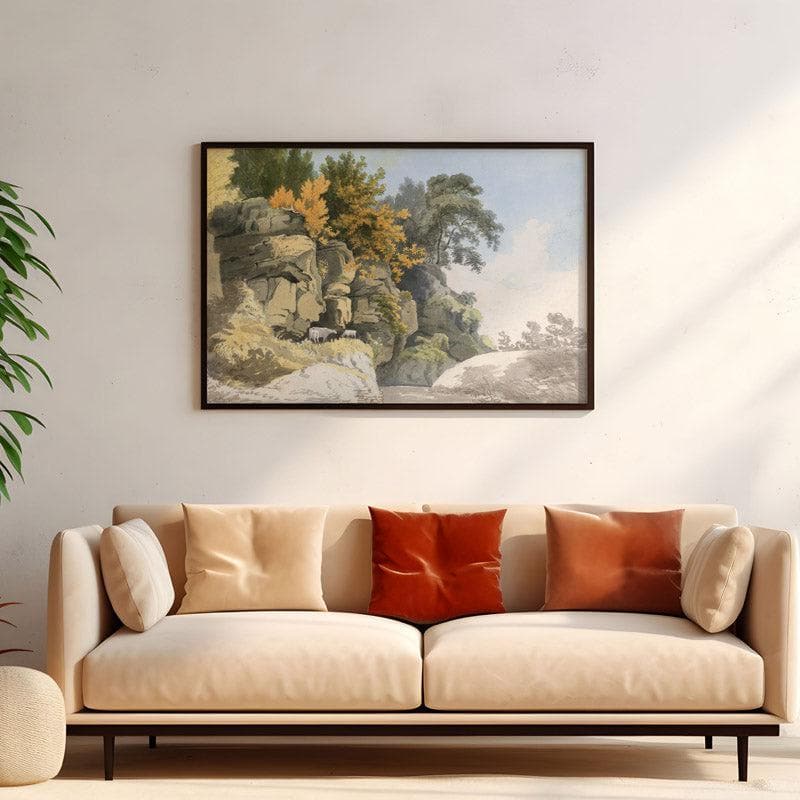 Buy Stream In The Woods Wall Painting - Black Frame Wall Art & Paintings from Vaaree